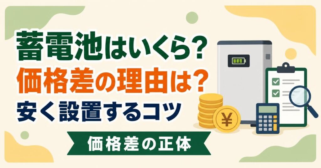 蓄電池はいくらかかるか価格差の理由と安く設置するコツ