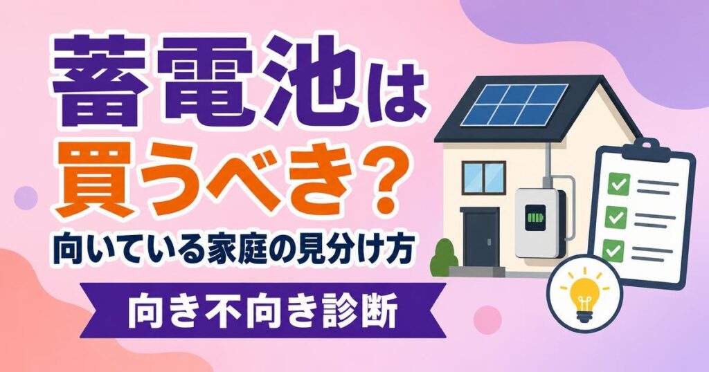 蓄電池は買うべきか向いている家庭の見分け方