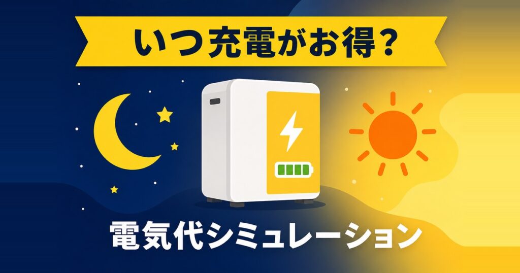 家庭用蓄電池の電気代シミュレーションと充電タイミングのサムネイル