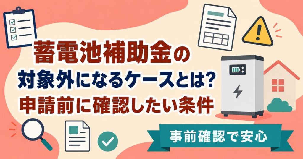 蓄電池補助金の対象外になる条件を示すイラスト
