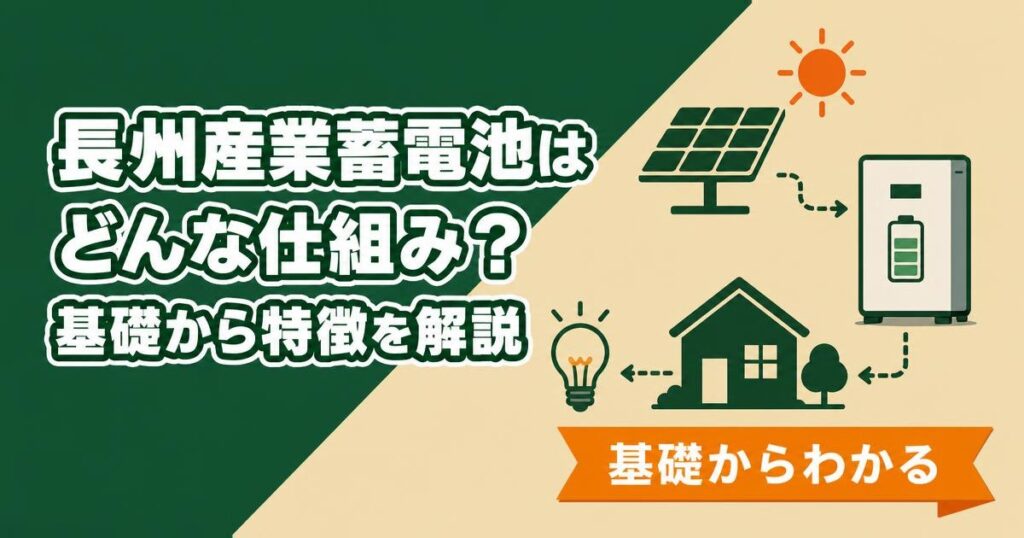 長州産業蓄電池の基礎的な仕組みと特徴を示すイラスト
