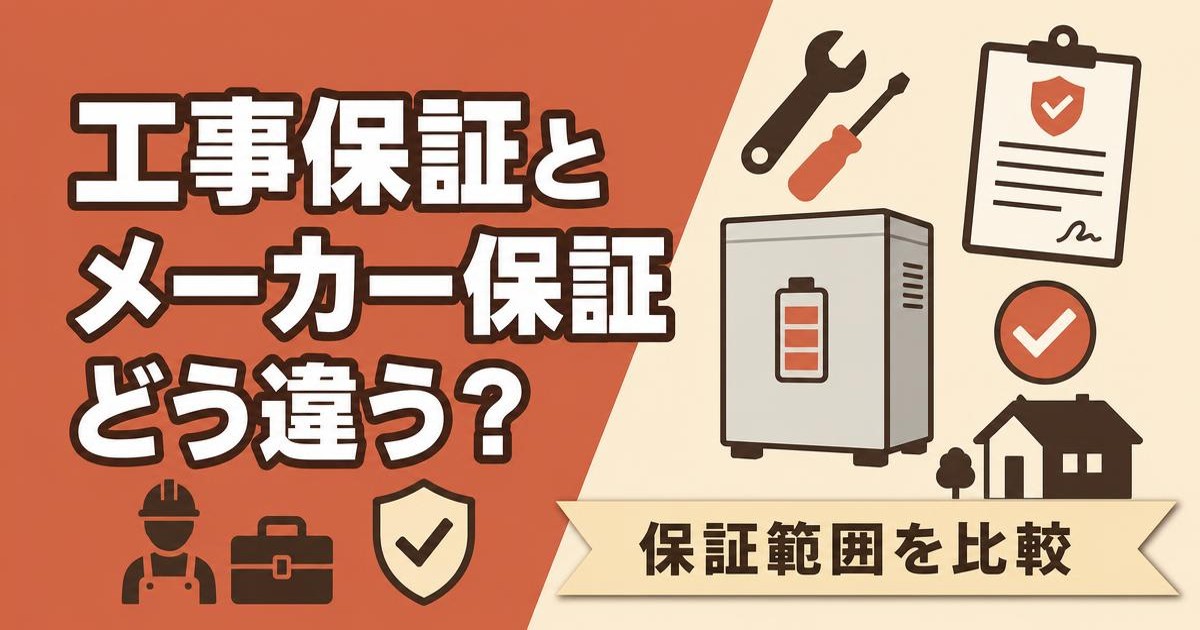 工事保証とメーカー保証の違いを比較するイメージ