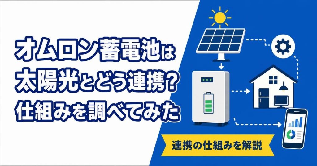 オムロン蓄電池が太陽光発電と連携する仕組みを示すイラスト
