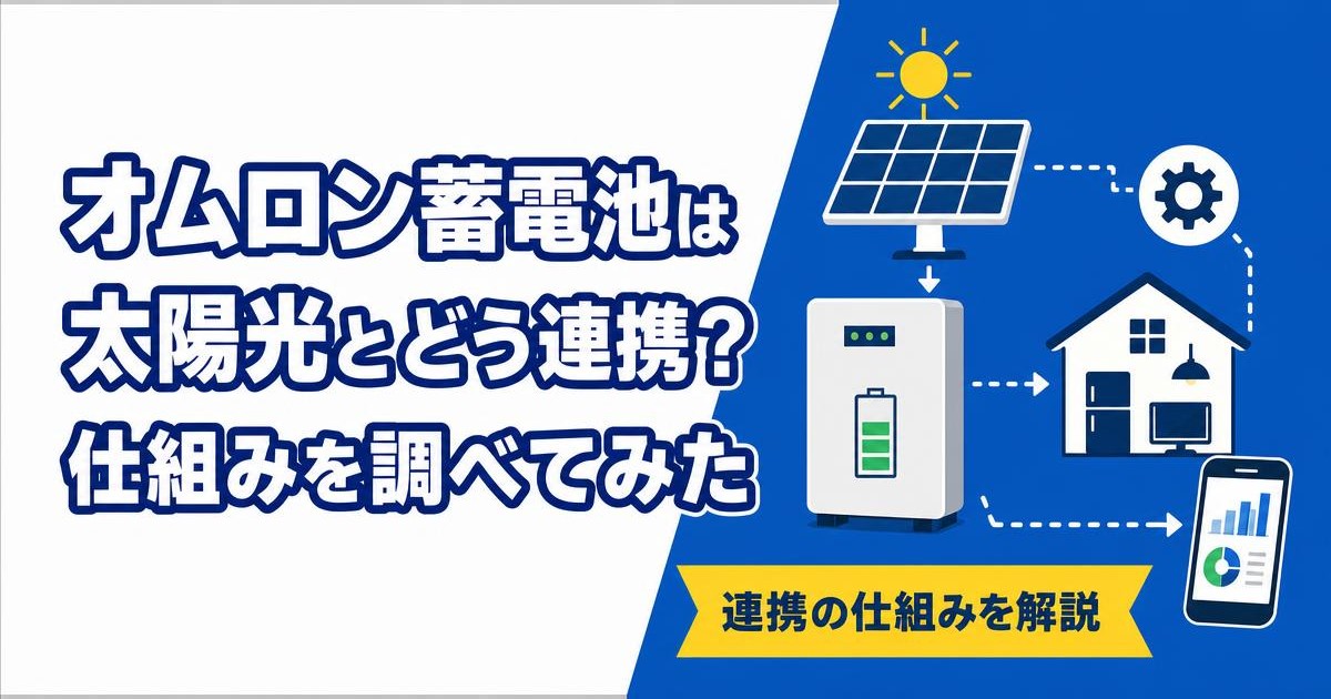 オムロン蓄電池が太陽光発電と連携する仕組みを示すイラスト