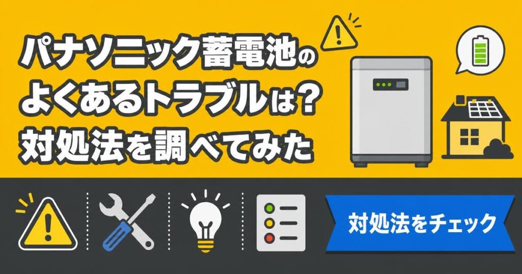 パナソニック蓄電池でよくあるトラブルと対処法を示すイラスト