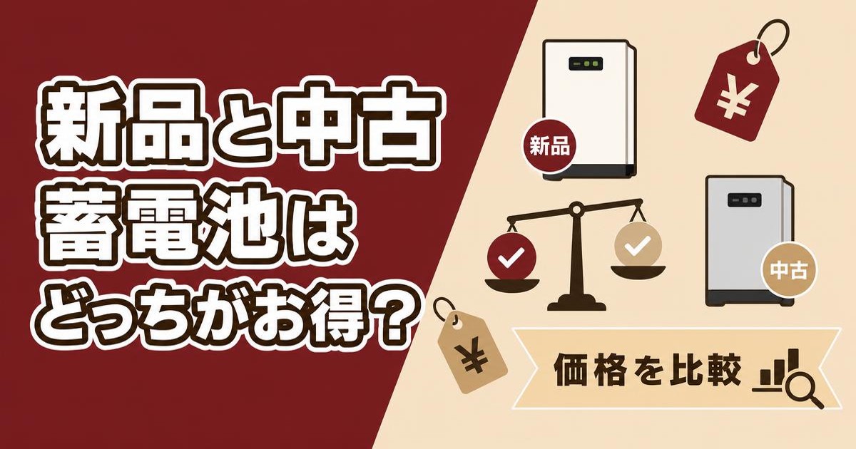 新品蓄電池と中古(リユース)蓄電池の違いを比較するイメージ