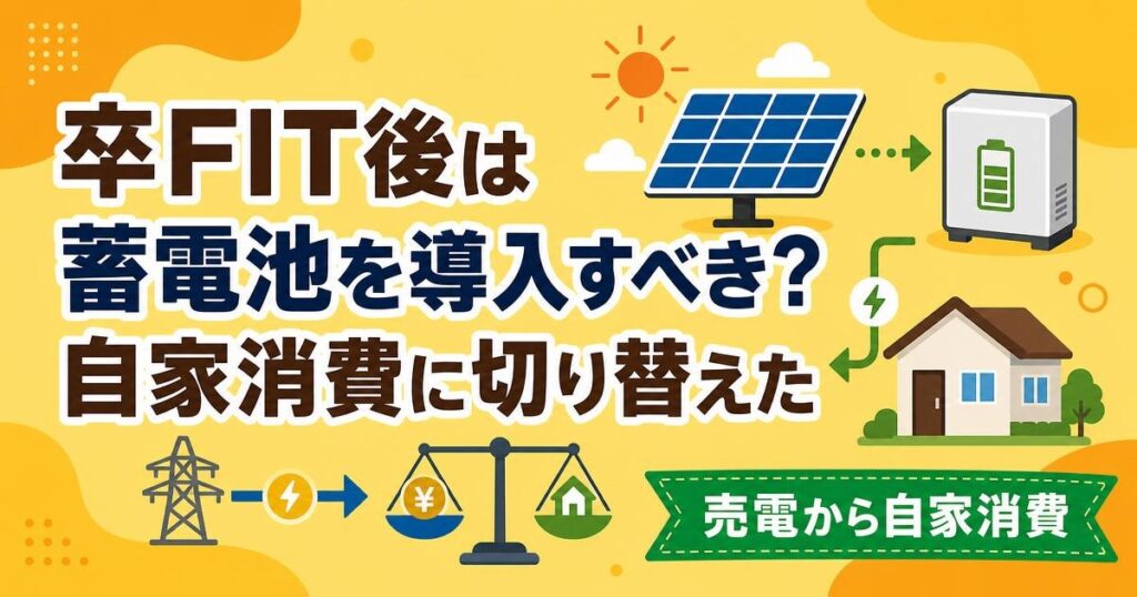 卒FIT後に蓄電池を導入して自家消費に切り替えるイメージ